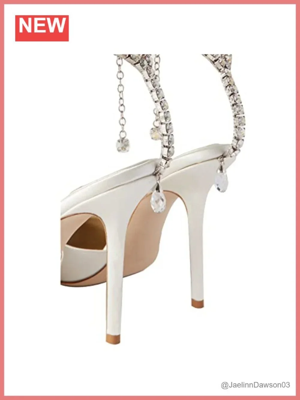 LauraVicci Crystal Chain Rhinestone High Heel Stiletto Sandals Women's Satin